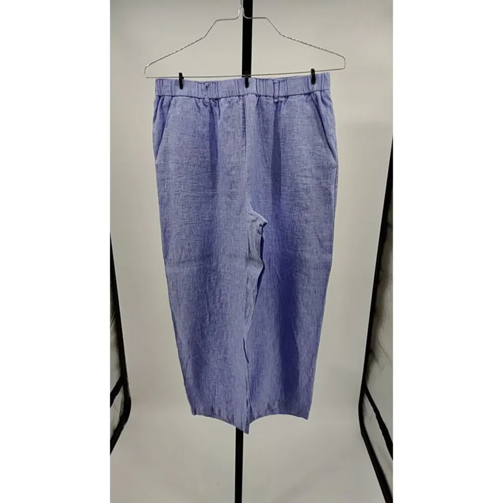 Quince Women 100% European Linen Pants 25" inseam French Blue Large - Picture 2 of 3